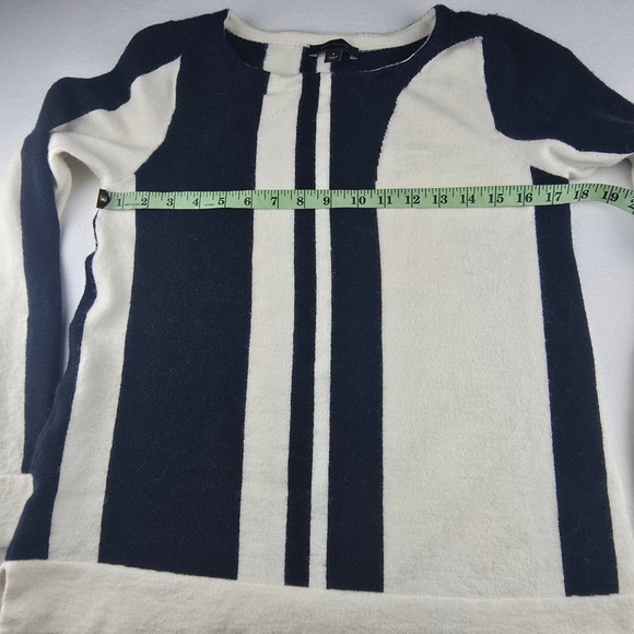 Ann Taylor Navy Blue White Stripe Long Sleeve Sweater Alpaca Wool Blend Medium - Picture 8 of 10